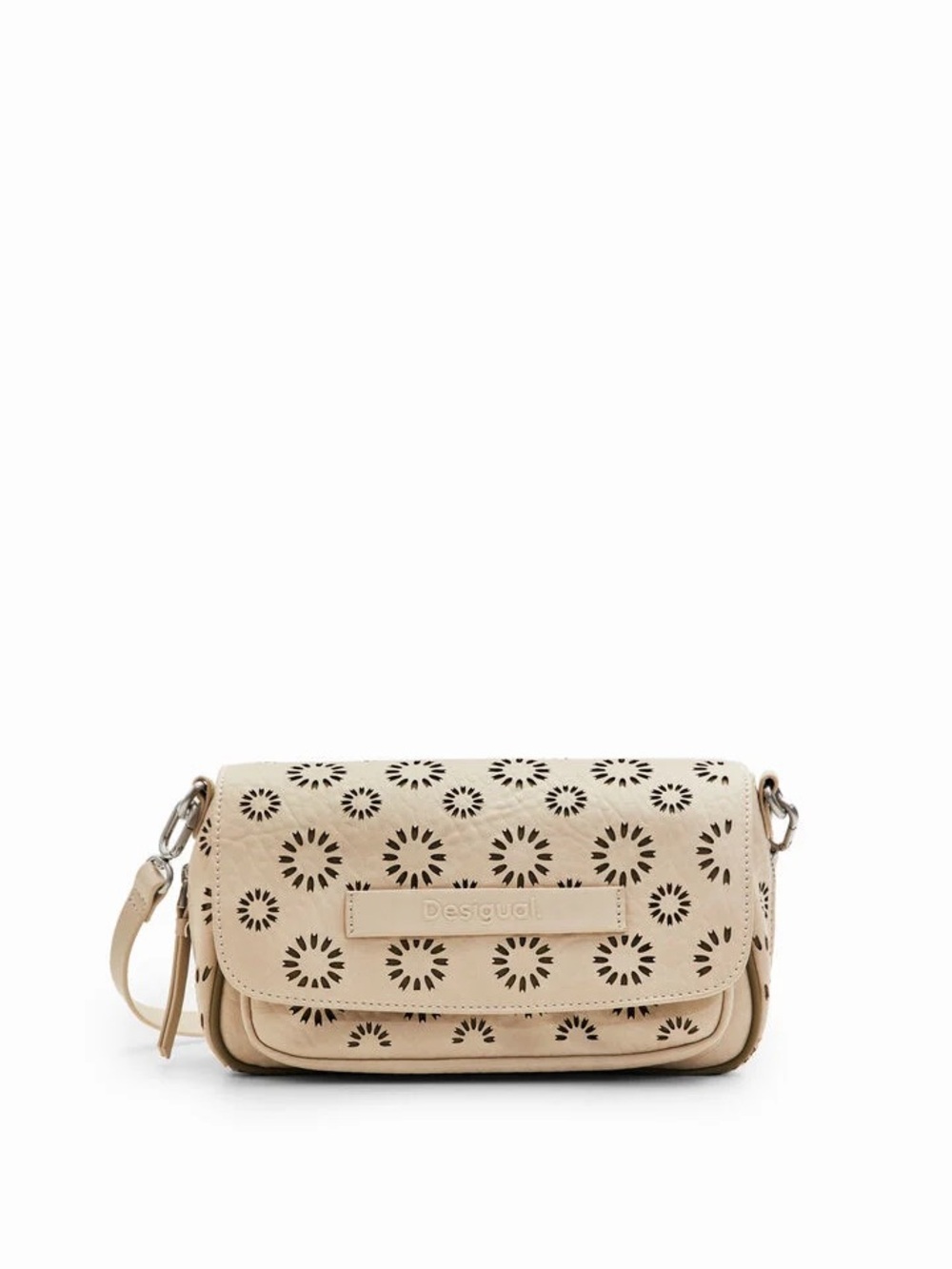 Desigual Cream Laser-Cut Floral Crossbody Bag